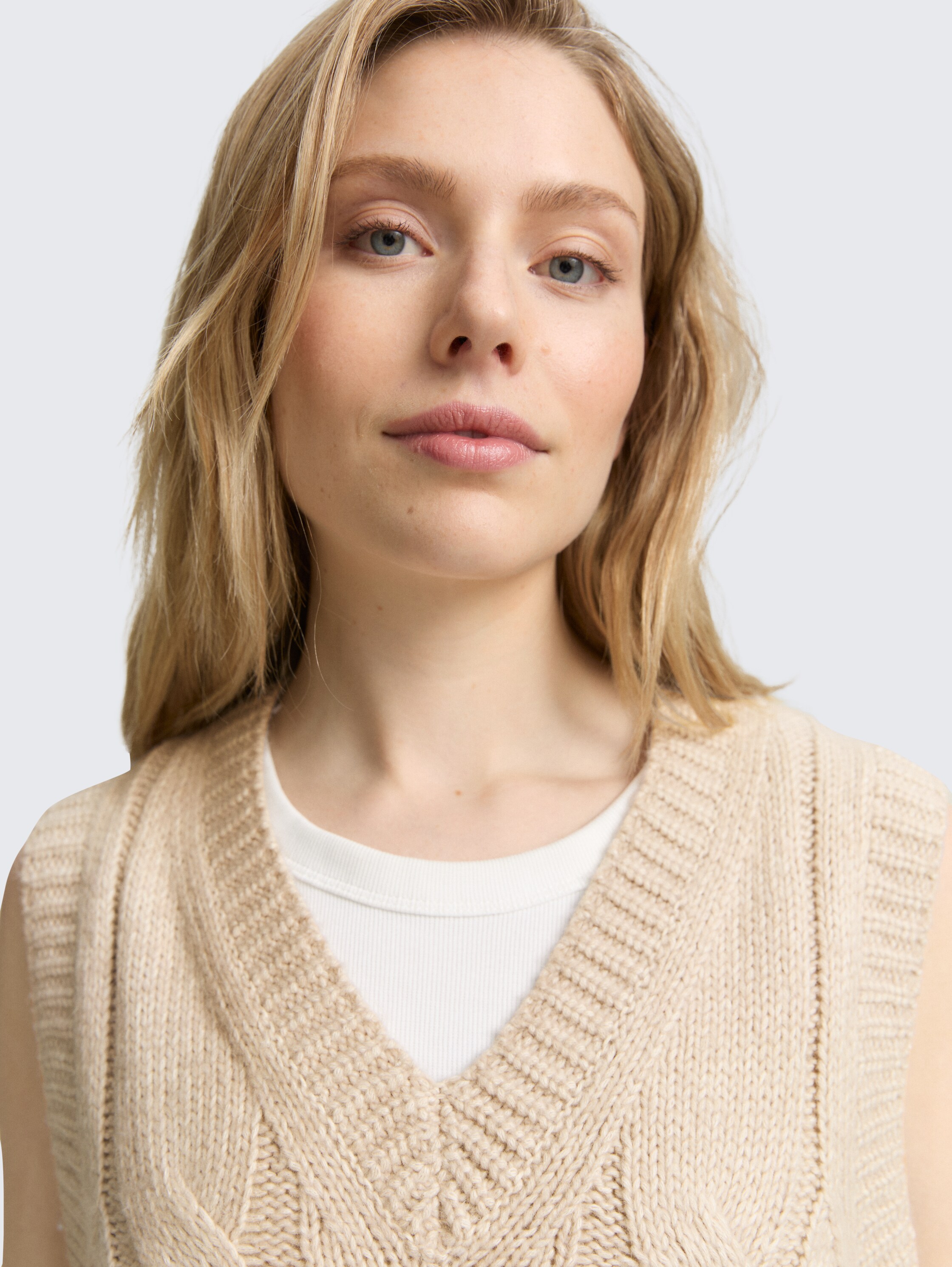Jumper met kabelpatroon - soft_taupe_melange - 