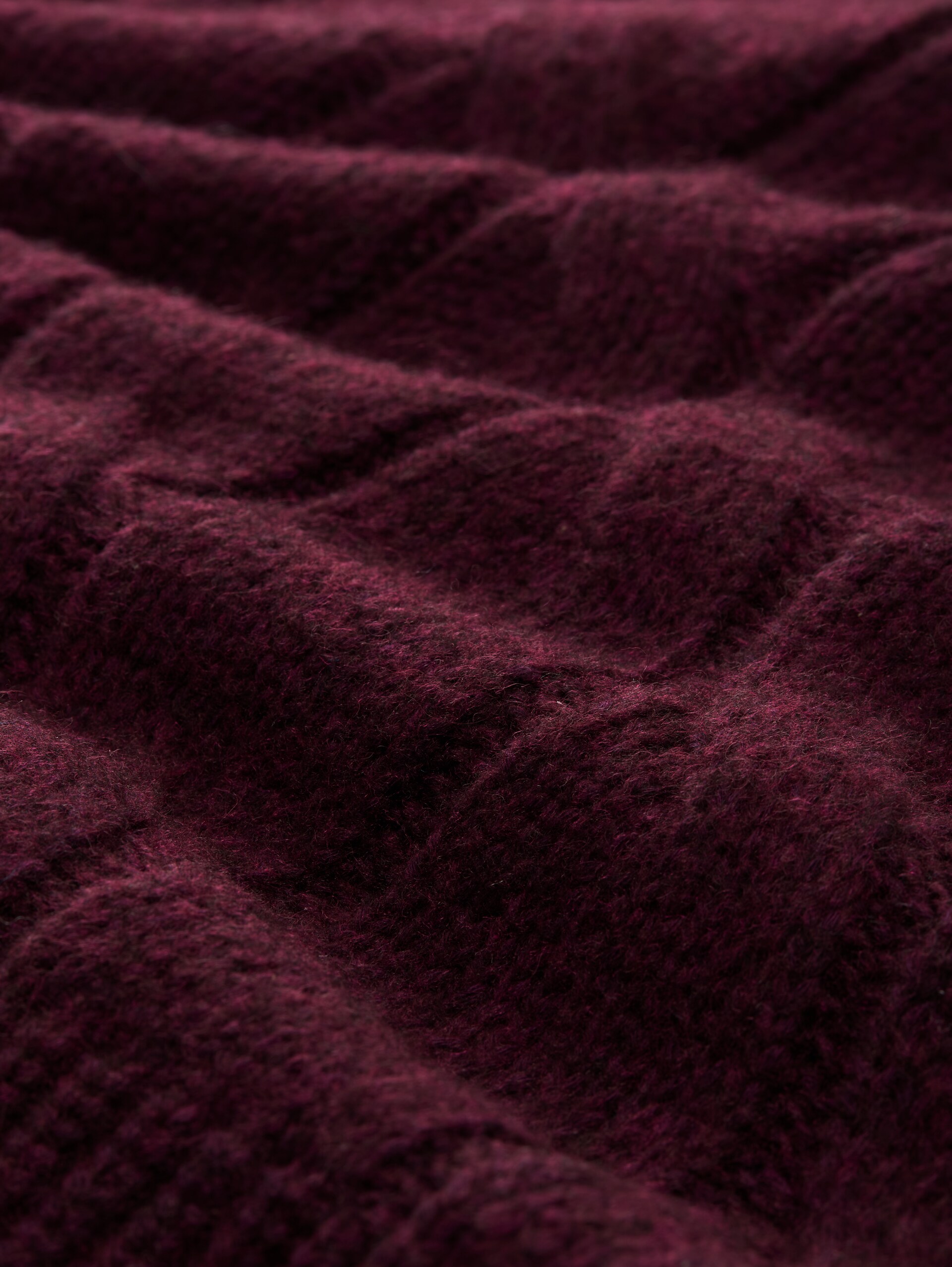 Loose Fit Strickpullover mit Zopfmuster - Dark Red Mélange - Material-Ansicht