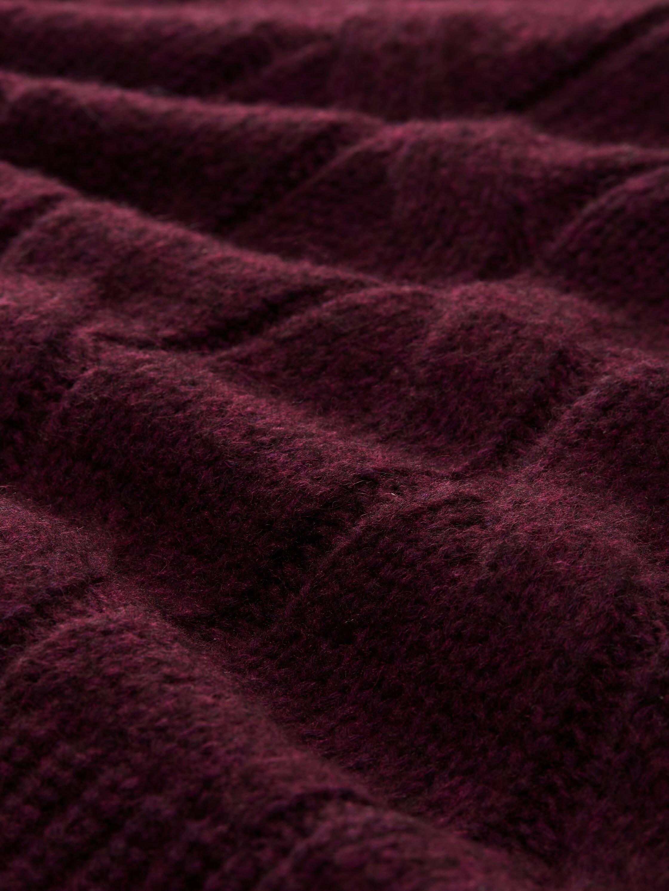 Loose Fit Strickpullover mit Zopfmuster - Dark Red Mélange - Material-Ansicht