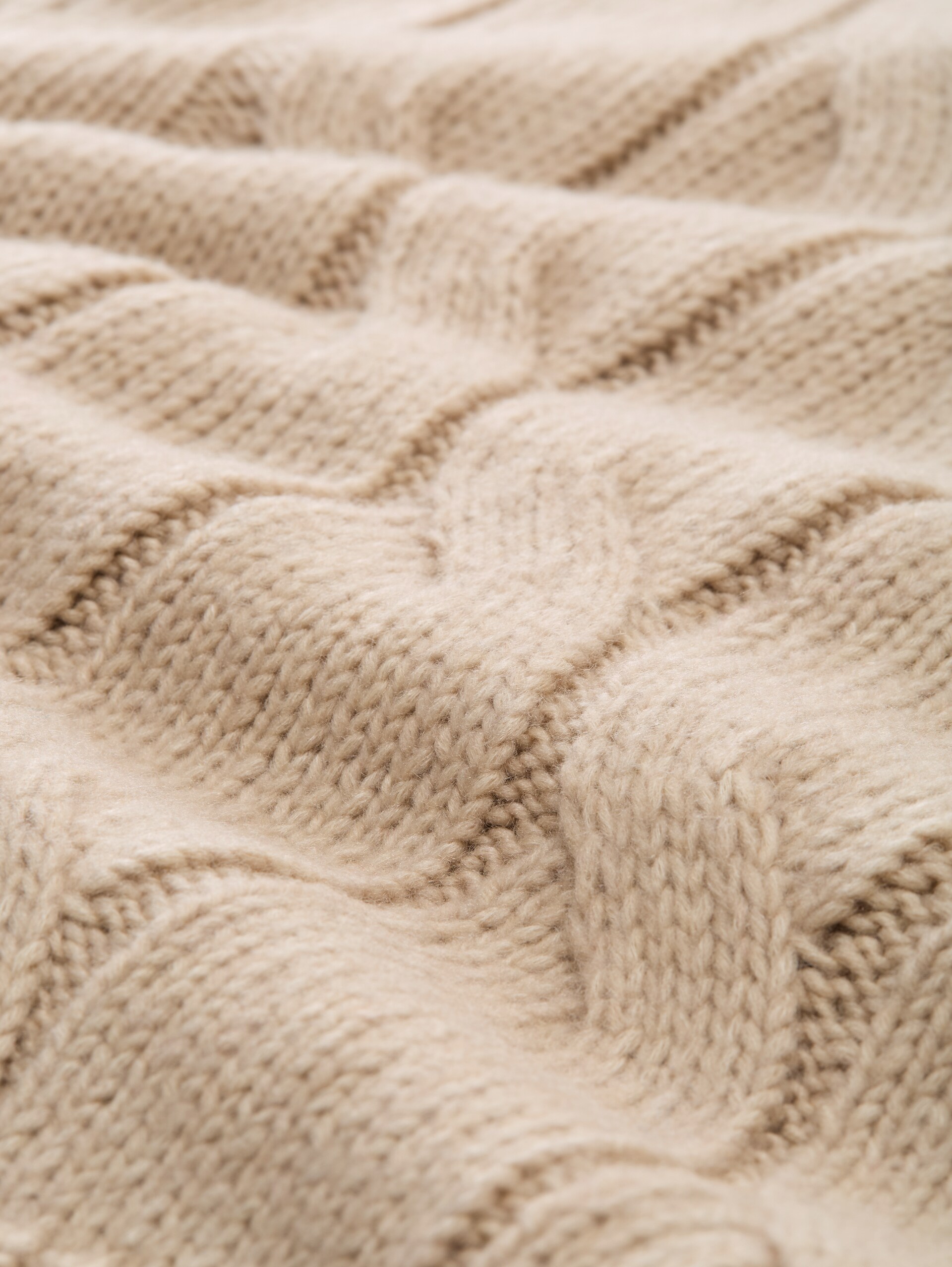 Loose Fit Strickpullover mit Zopfmuster - soft taupe melange - Material-Ansicht