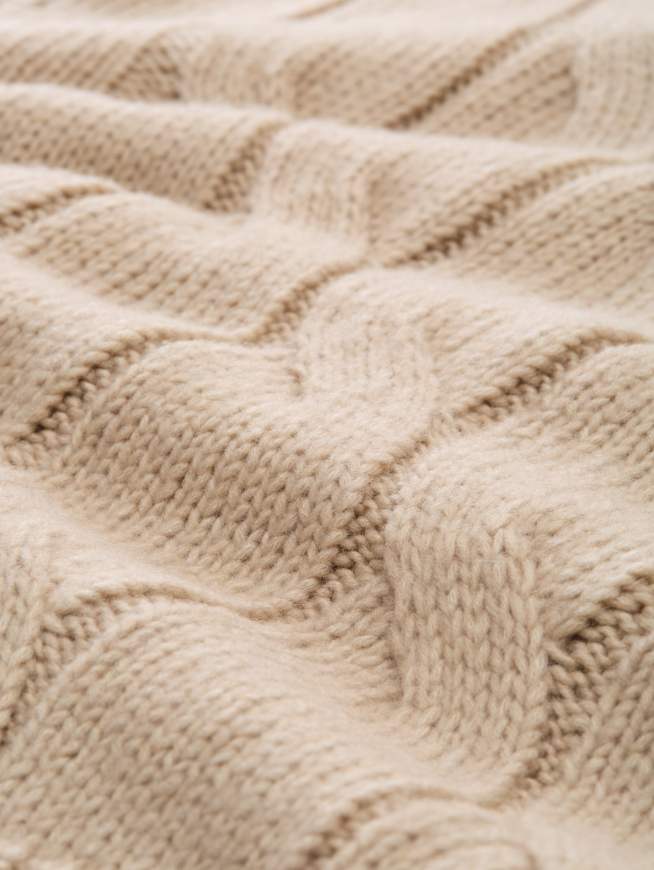 Loose Fit Strickpullover mit Zopfmuster - soft taupe melange - Material-Ansicht