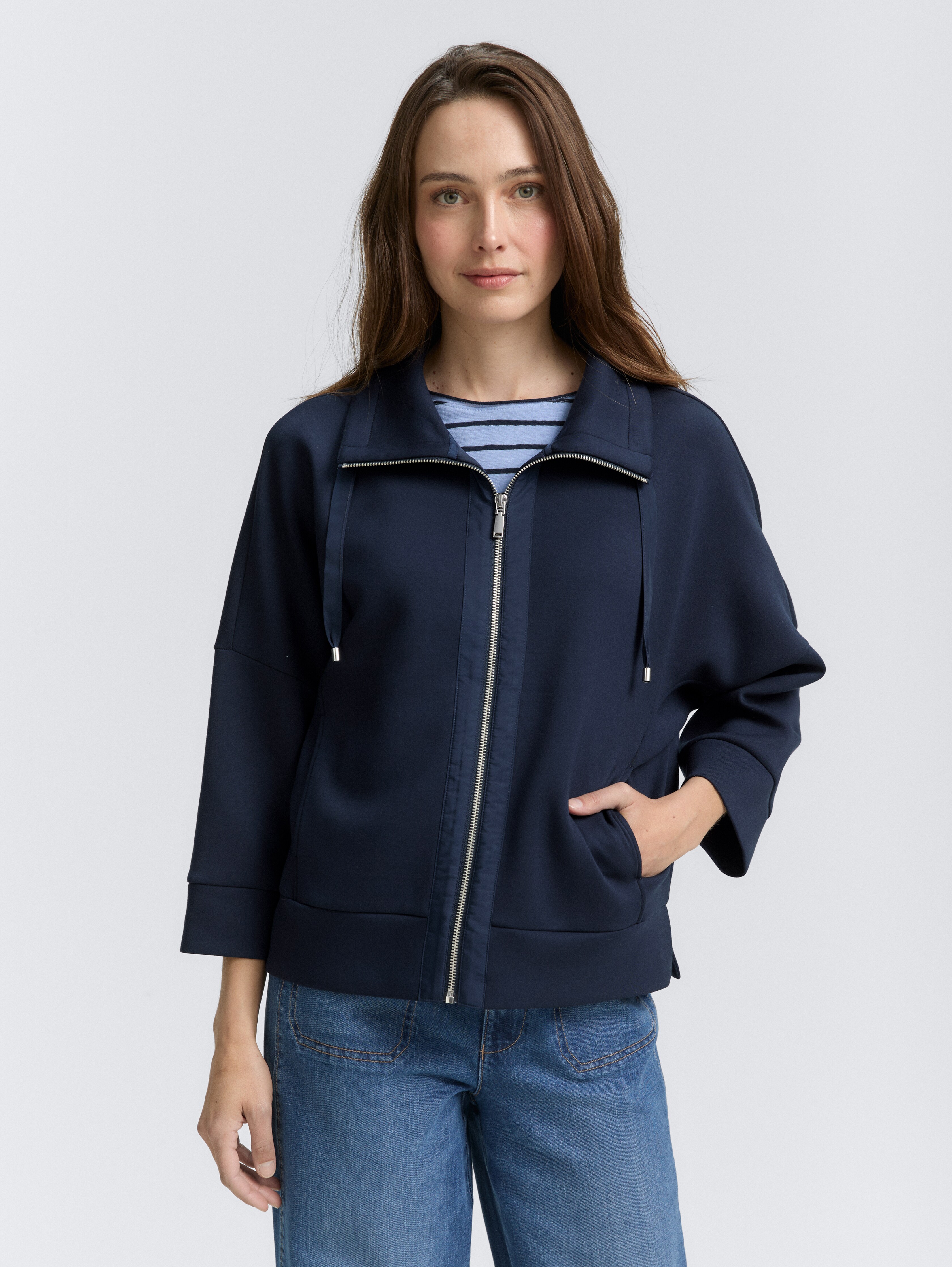 Boxy Fit Scuba Sweatjacke von Women, sky captain blue