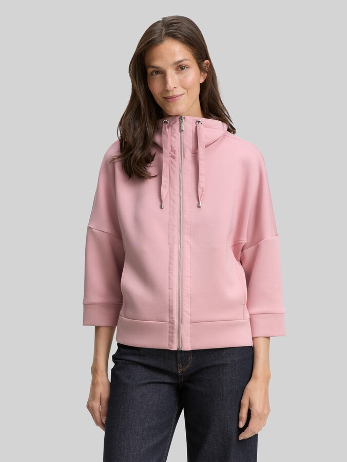 Boxy-fit scuba sweatshirt jacket by Women, Morning Pink