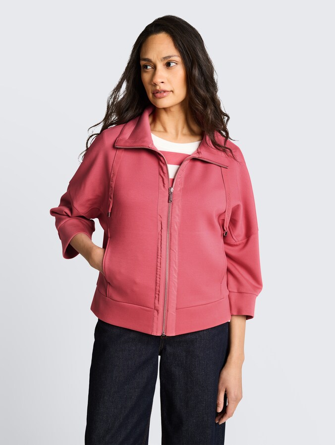 Boxy-fit scuba sweatshirt jacket by Women, cozy pink