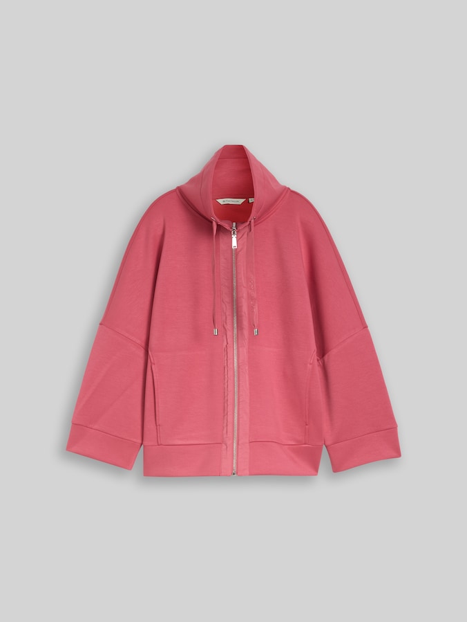 Boxy-fit scuba sweatshirt jacket by Women, cozy pink