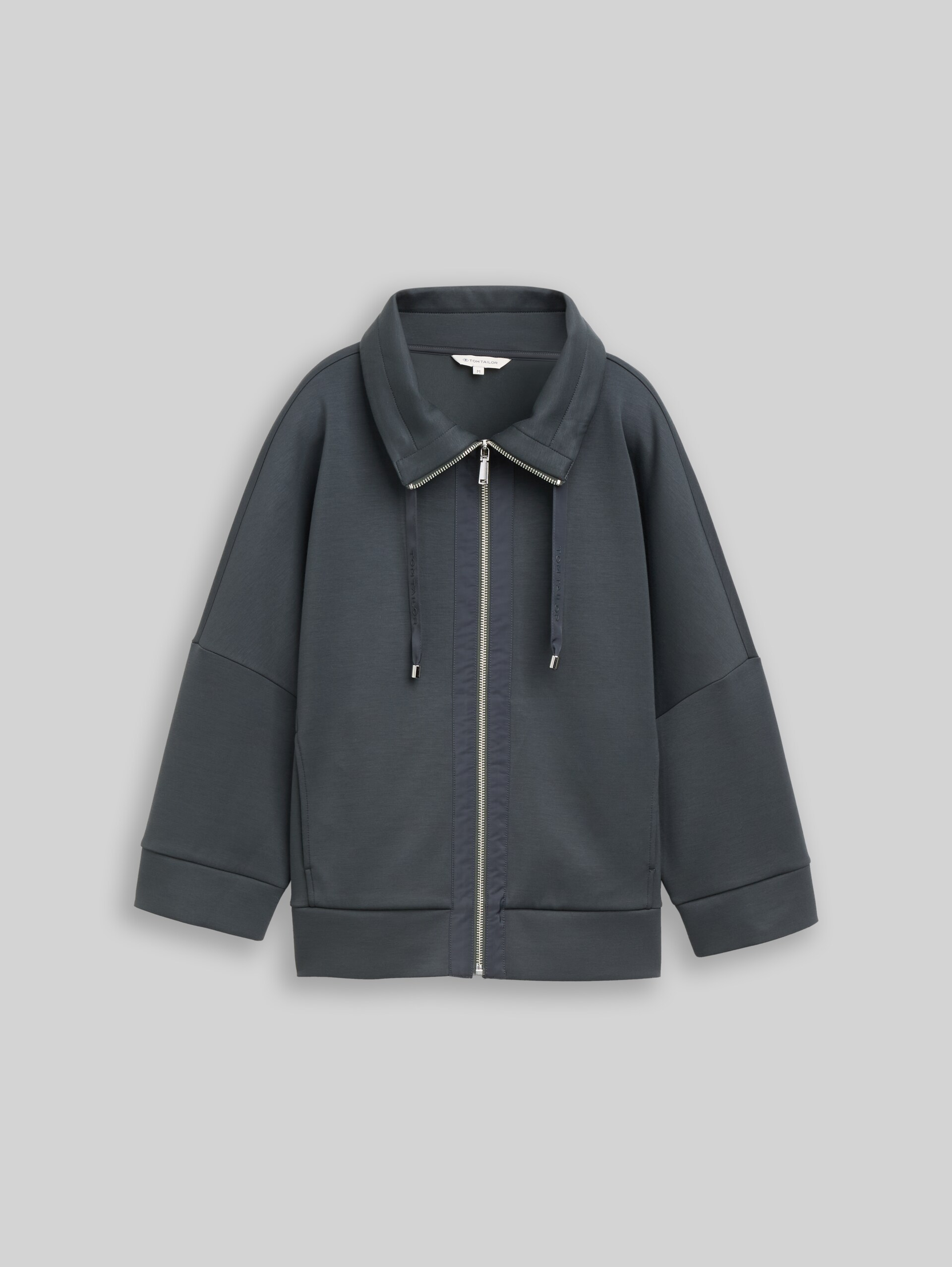 Scuba-sweatjack met boxy pasvorm - Darkest Olive - Product vooraanzicht