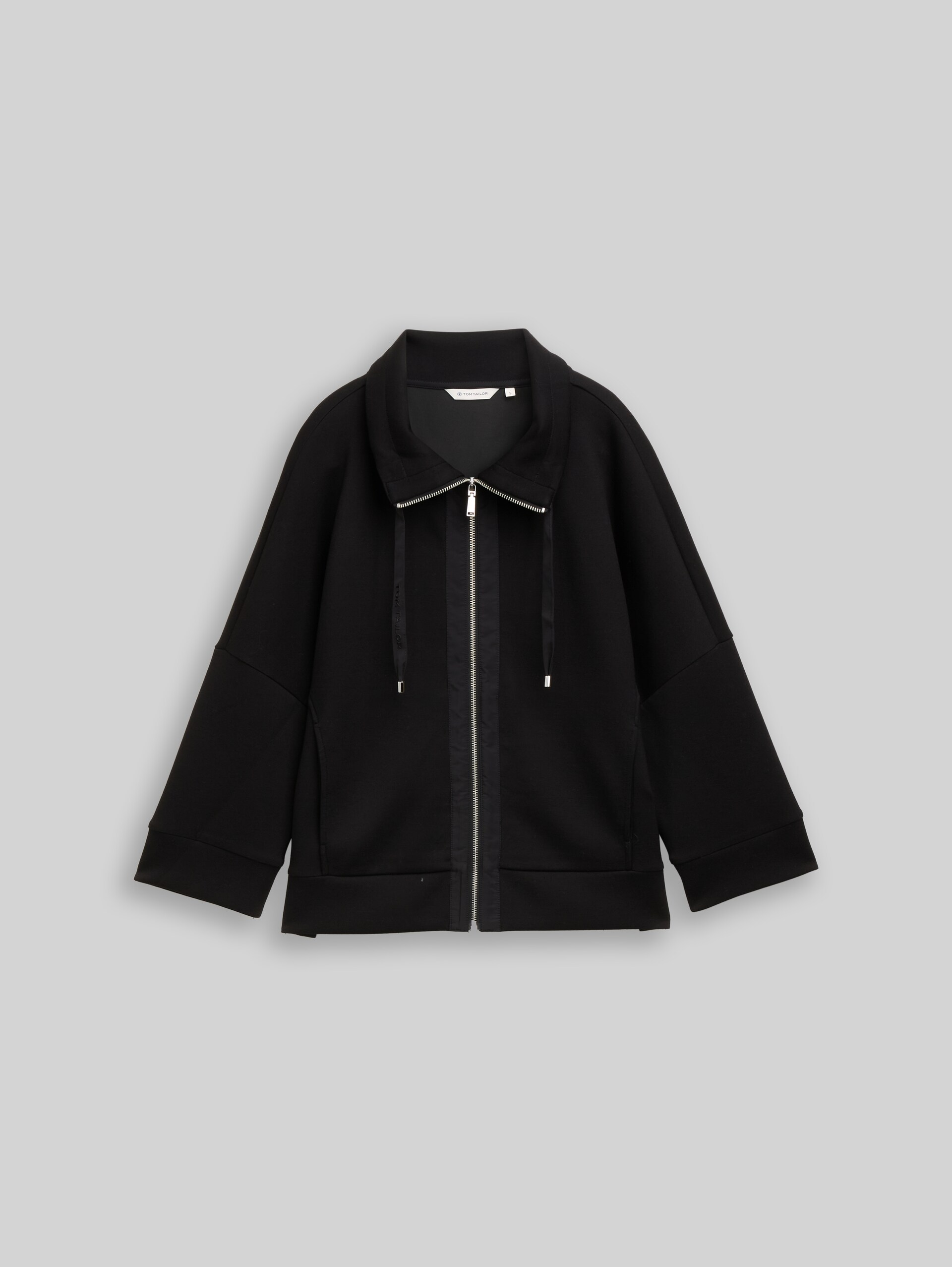 Boxy Fit Scuba Sweatjacke - deep black - Vorder-Produkt-Ansicht