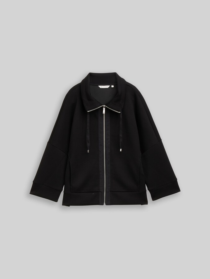 Scuba-sweatjack met boxy pasvorm door Women, deep black