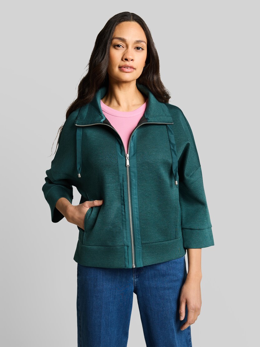 Boxy Fit Scuba Sweatjacke von Women, Deep Meadow Green Melange