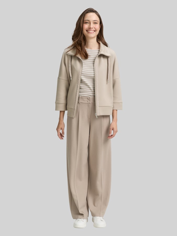 Boxy Fit Scuba Sweatjacke von Women, soft taupe grey