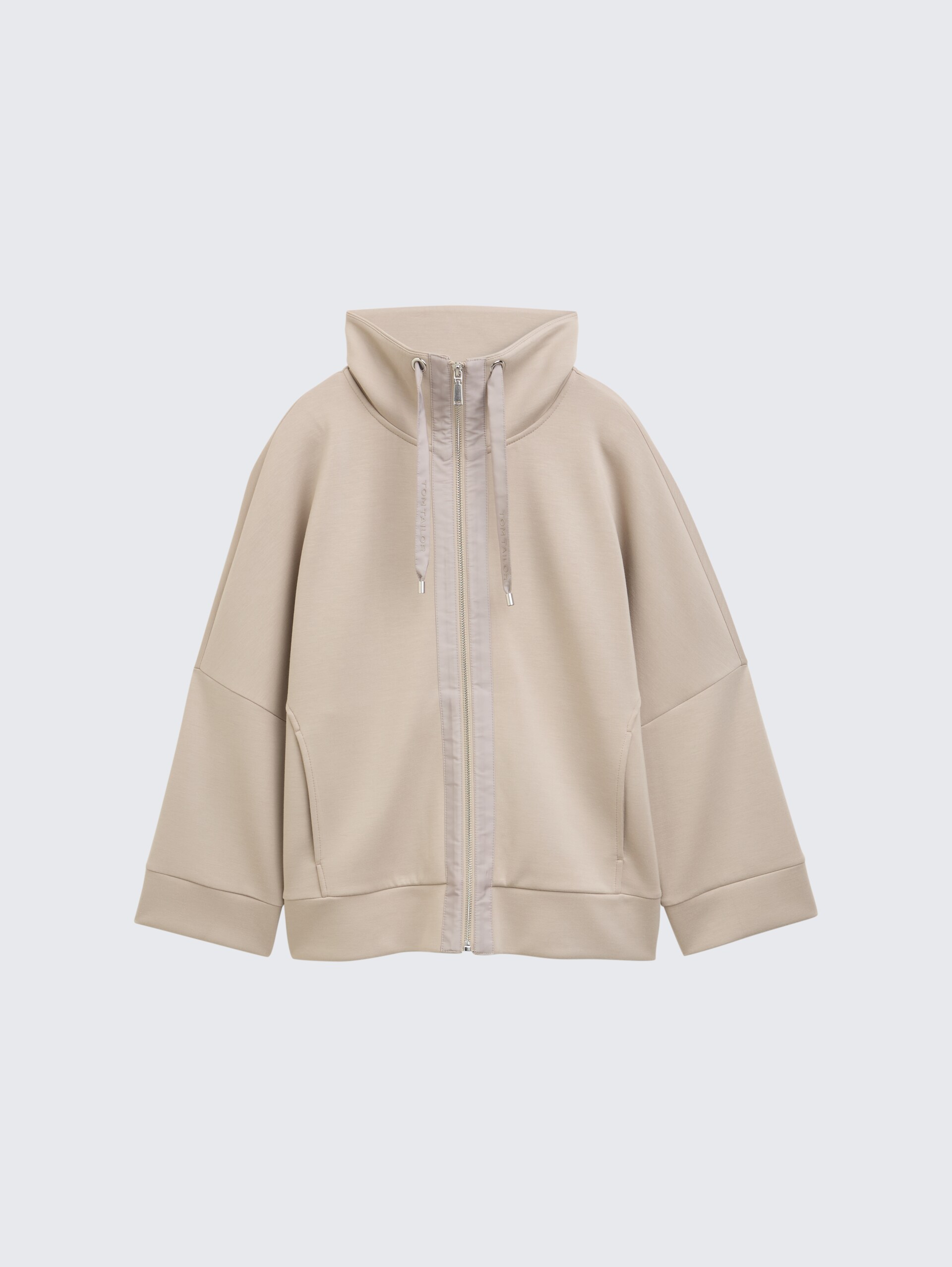 Boxy Fit Scuba Sweatjacke - soft taupe grey - Vorder-Produkt-Ansicht