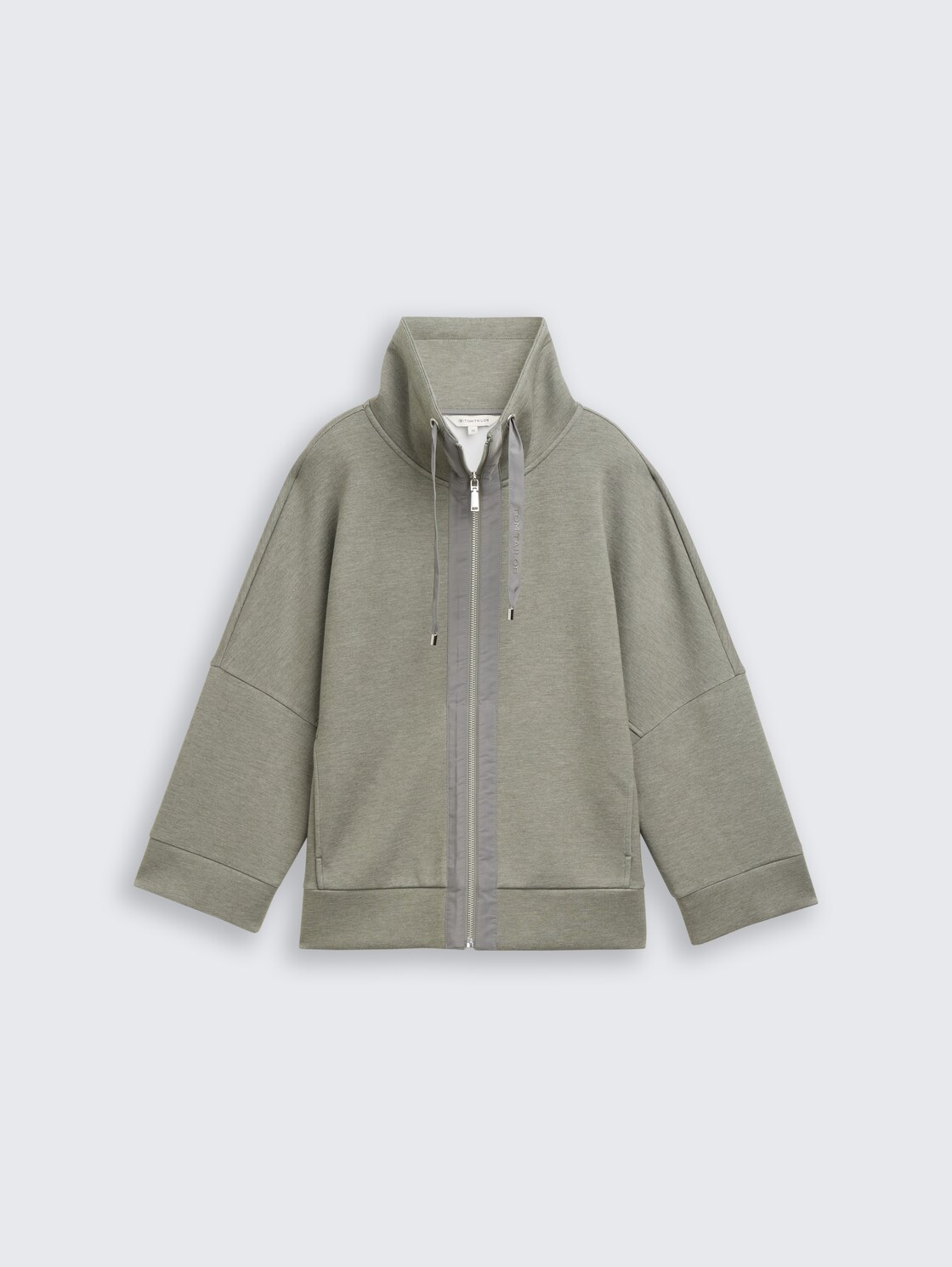 Boxy Fit Scuba Sweatjacke - cloudy green melange - Vorder-Produkt-Ansicht