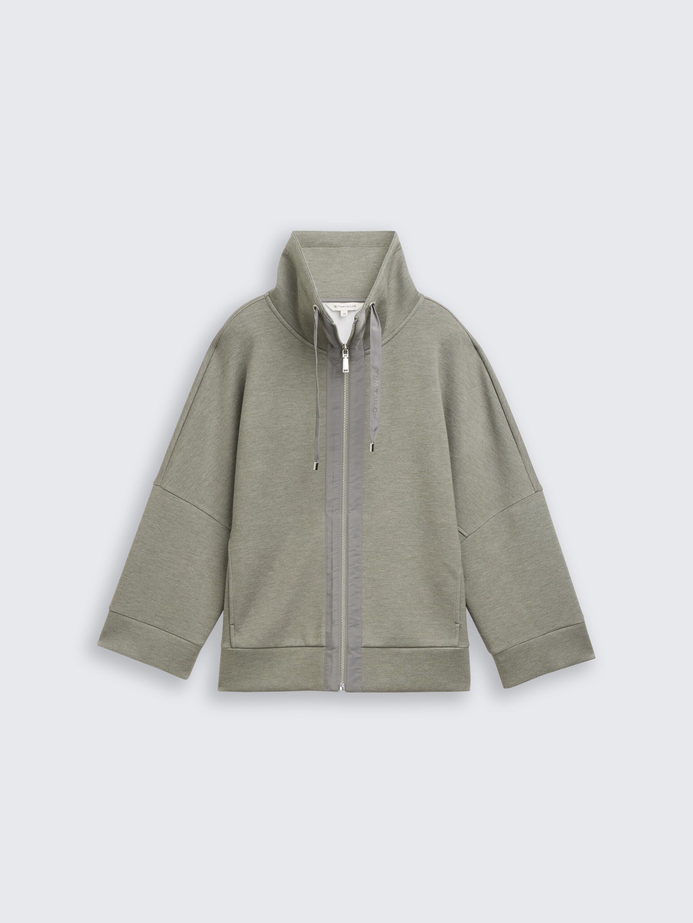 Boxy Fit scuba sweatjack - cloudy green melange - Product vooraanzicht