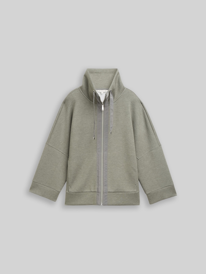 Boxy Fit Scuba Sweatjacke von Women, cloudy green melange