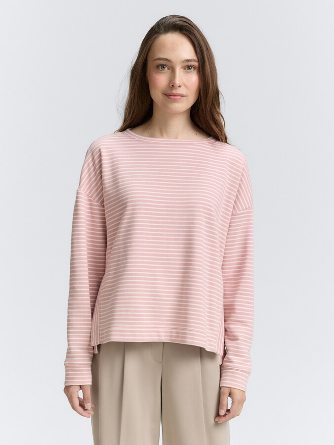 Striped sweatshirt by Women, morning pink offwhite stripe