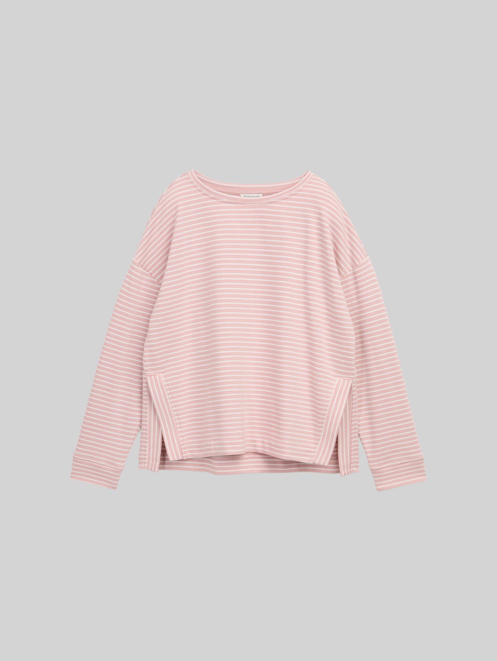 Sweatshirt with striped pattern - morning pink offwhite stripe - Front product view