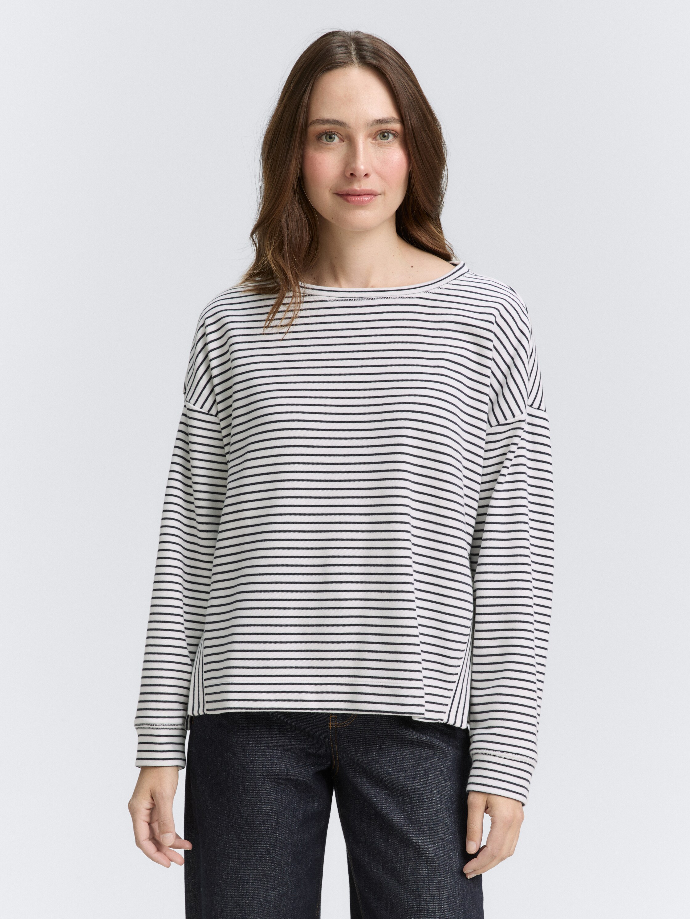 Sweatshirt met streepjesmotief - eclipse_blue_offwhite_stripe - 