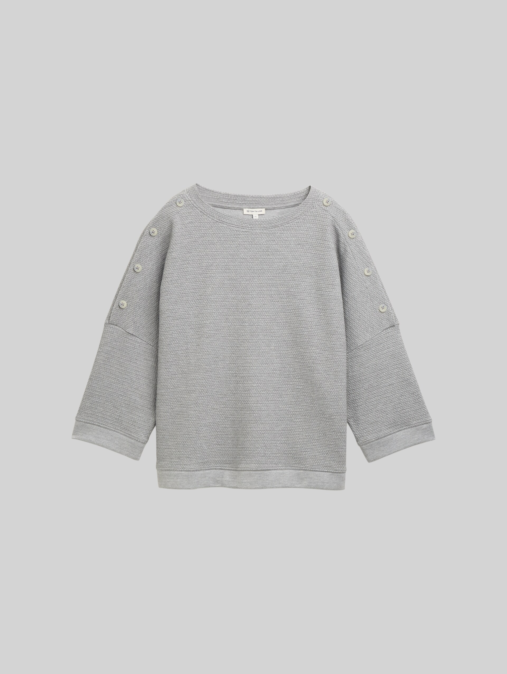 Sweatshirt with button details - medium silver grey melange - Front product view