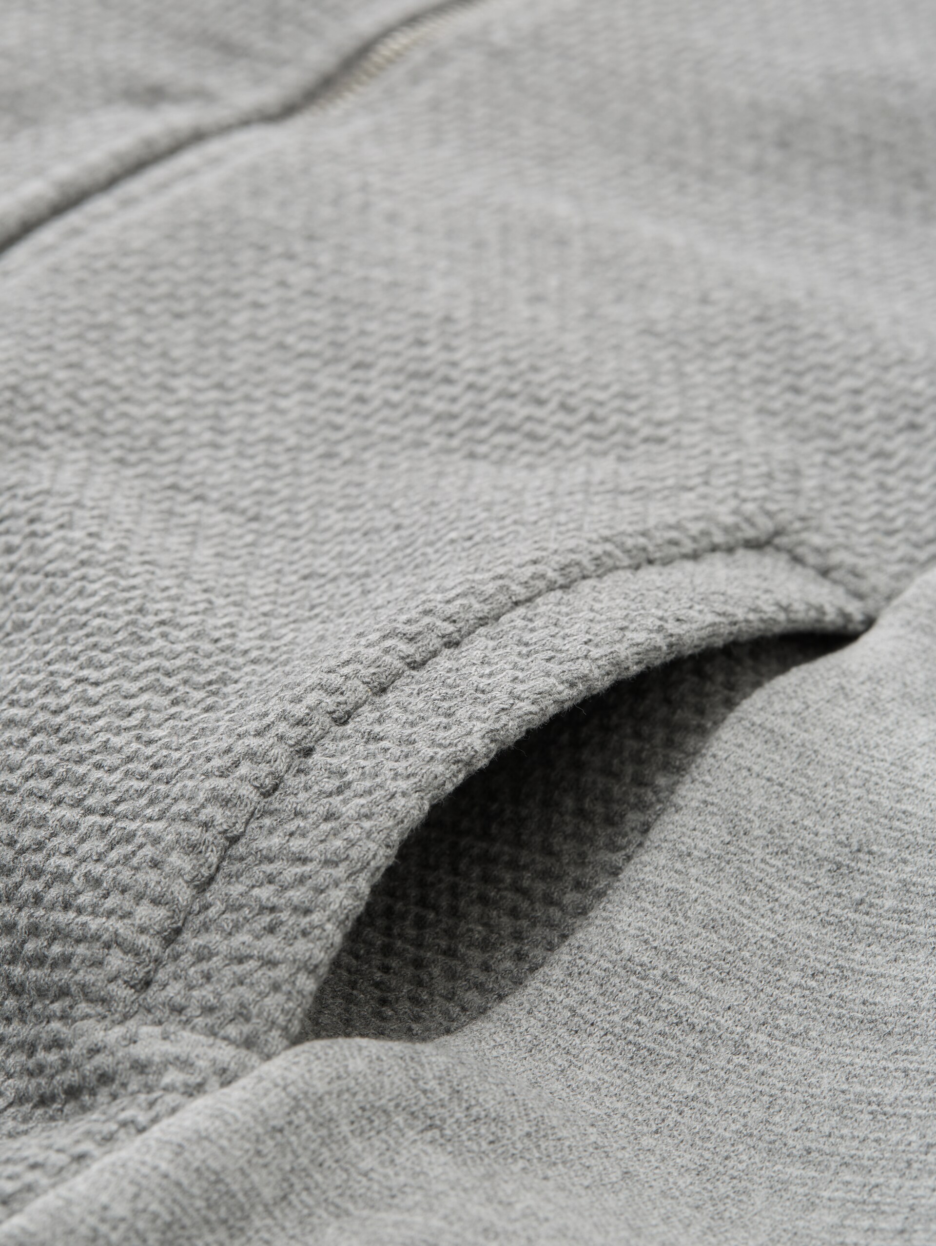 Sweatjacke mit Stehkragen - medium silver grey melange - Material-Ansicht