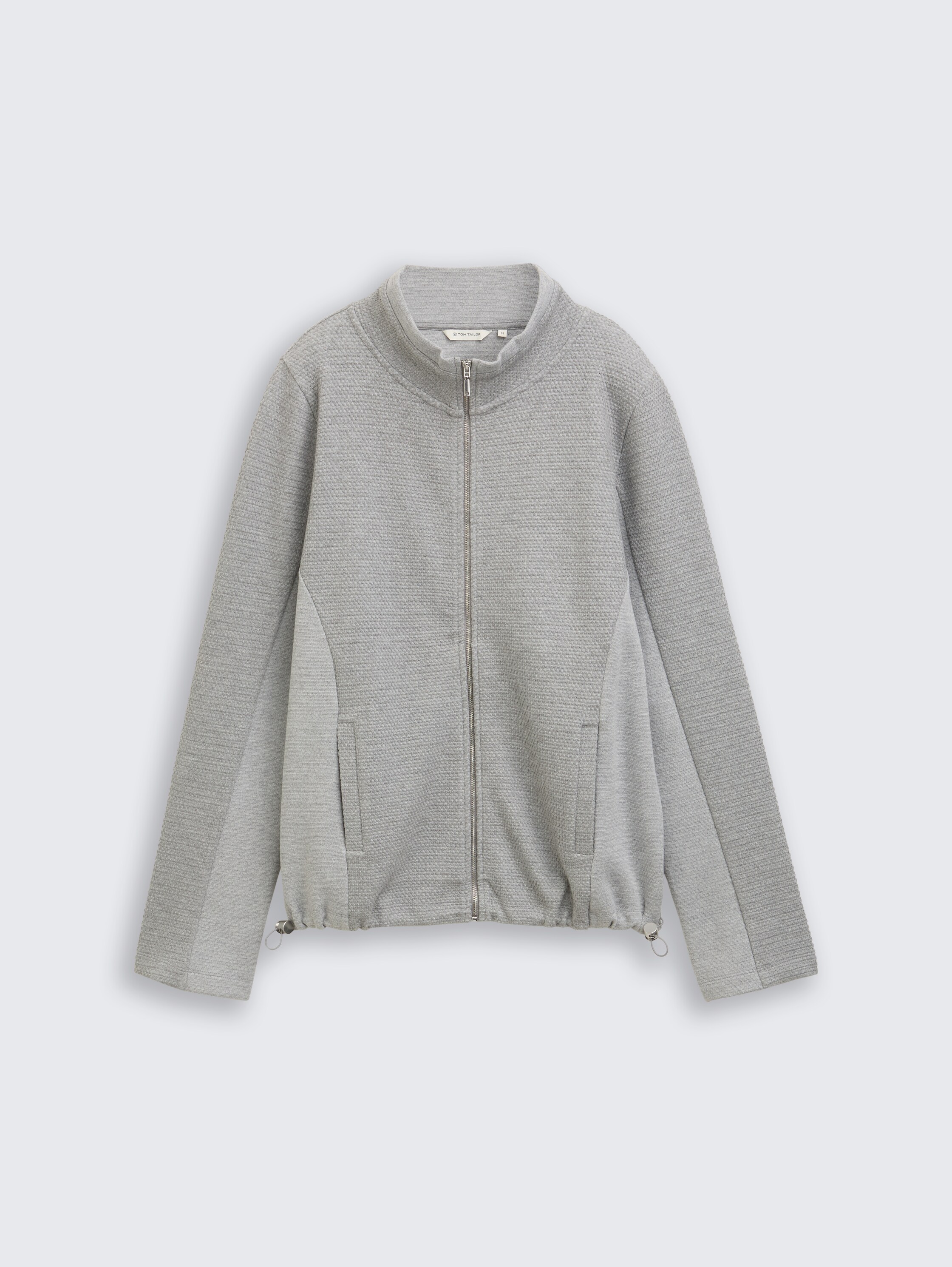 Sweat jacket with stand-up collar - medium_silver_grey_melange - 