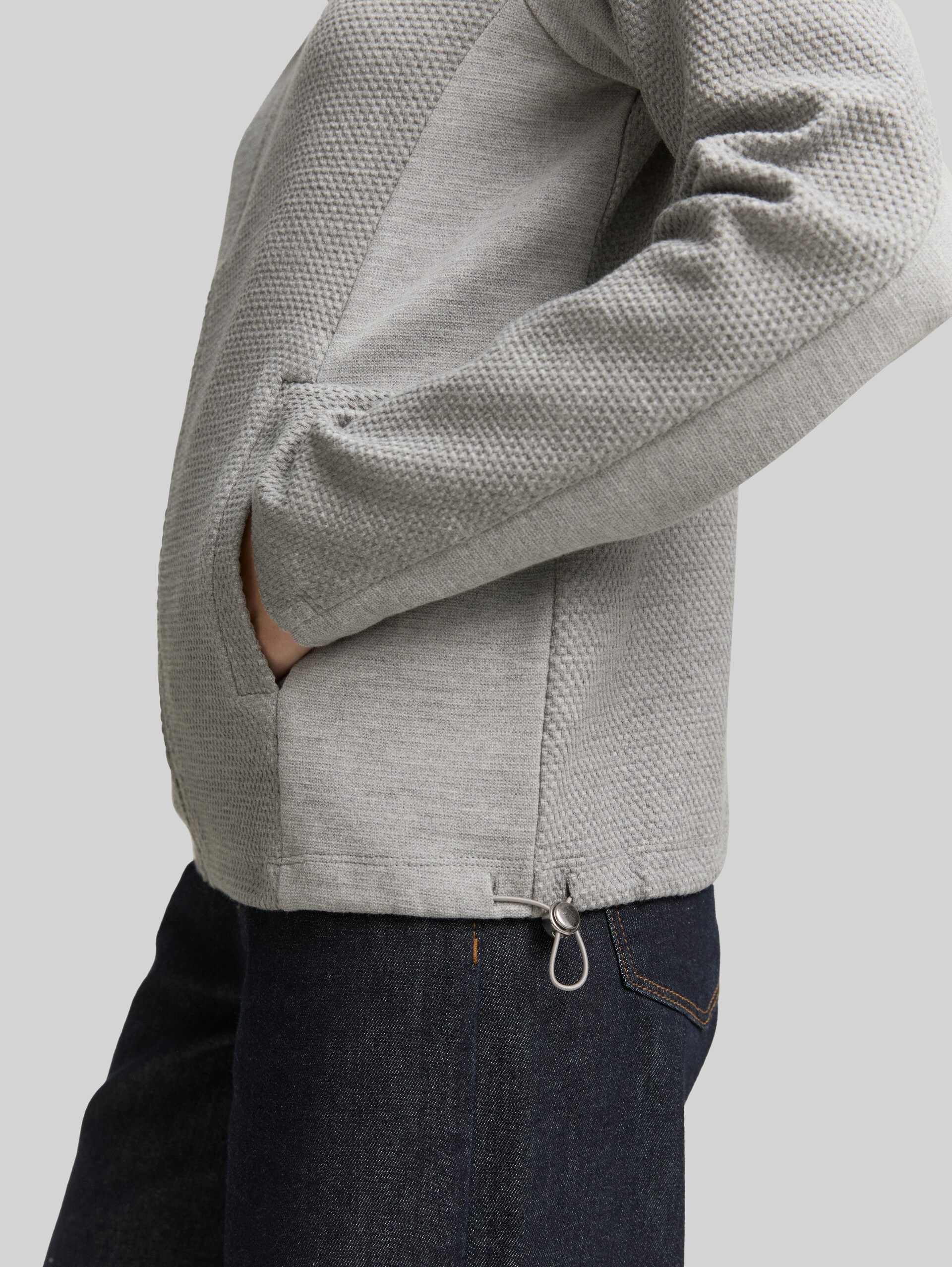 Sweatjacke mit Stehkragen - medium silver grey melange - Detail-Model-Ansicht