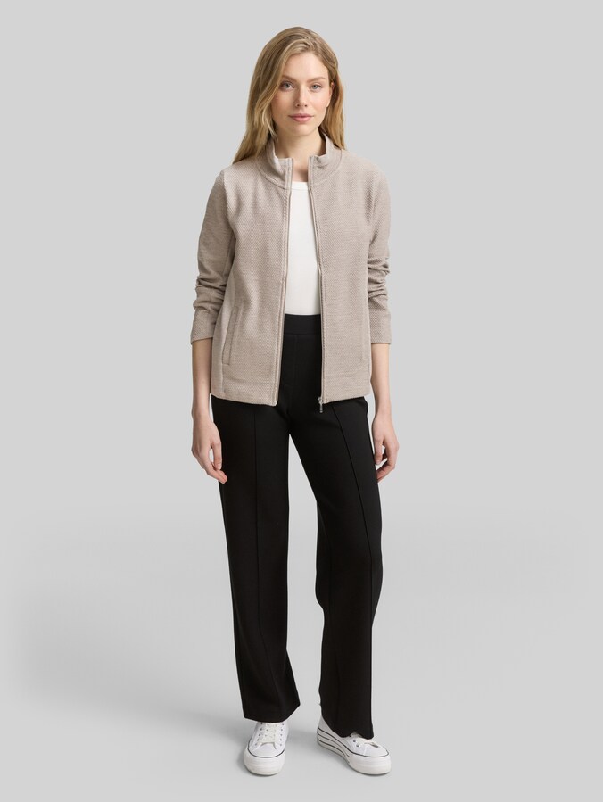 Sweatjas met opstaande kraag door Women, soft taupe melange