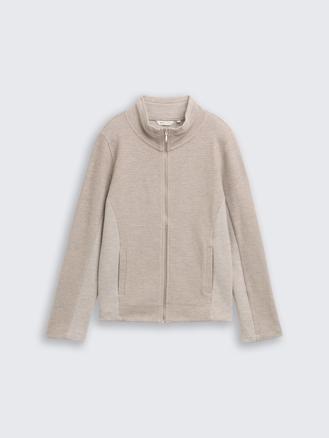 Sweatjacke mit Stehkragen - soft taupe melange - Vorder-Produkt-Ansicht