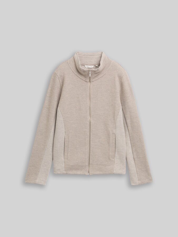 Sweatjacke mit Stehkragen von Women, soft taupe melange