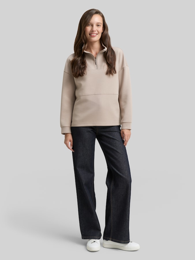 Scuba Troyer Sweatshirt door Women, soft taupe grey