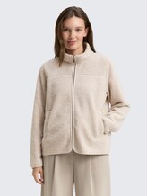 Veste de sweat Teddy avec col montant - soft taupe grey melange - Découpe Vue de face du modèle