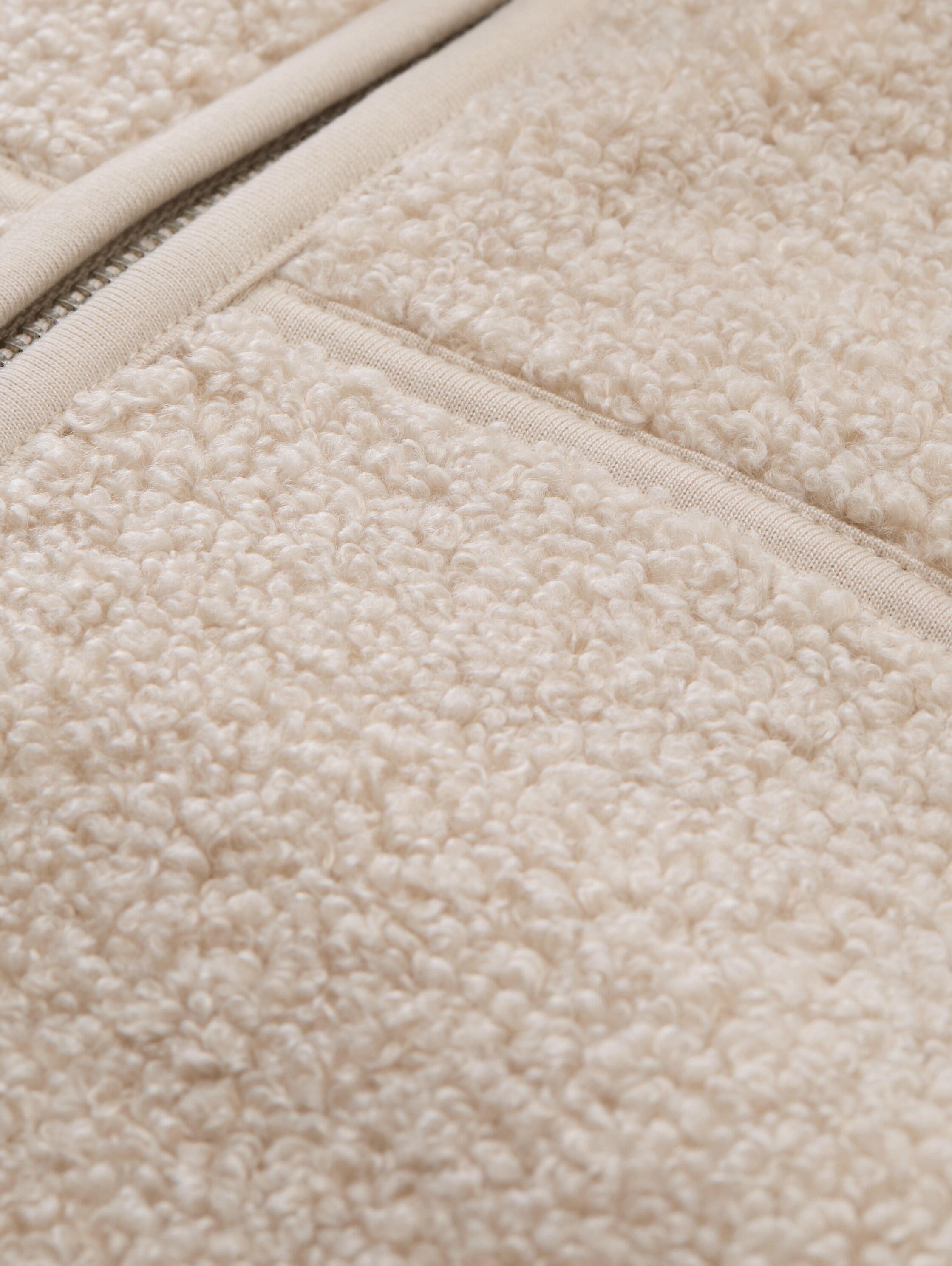 Teddy Sweatjacke mit Stehkragen - soft taupe grey melange - Material-Ansicht