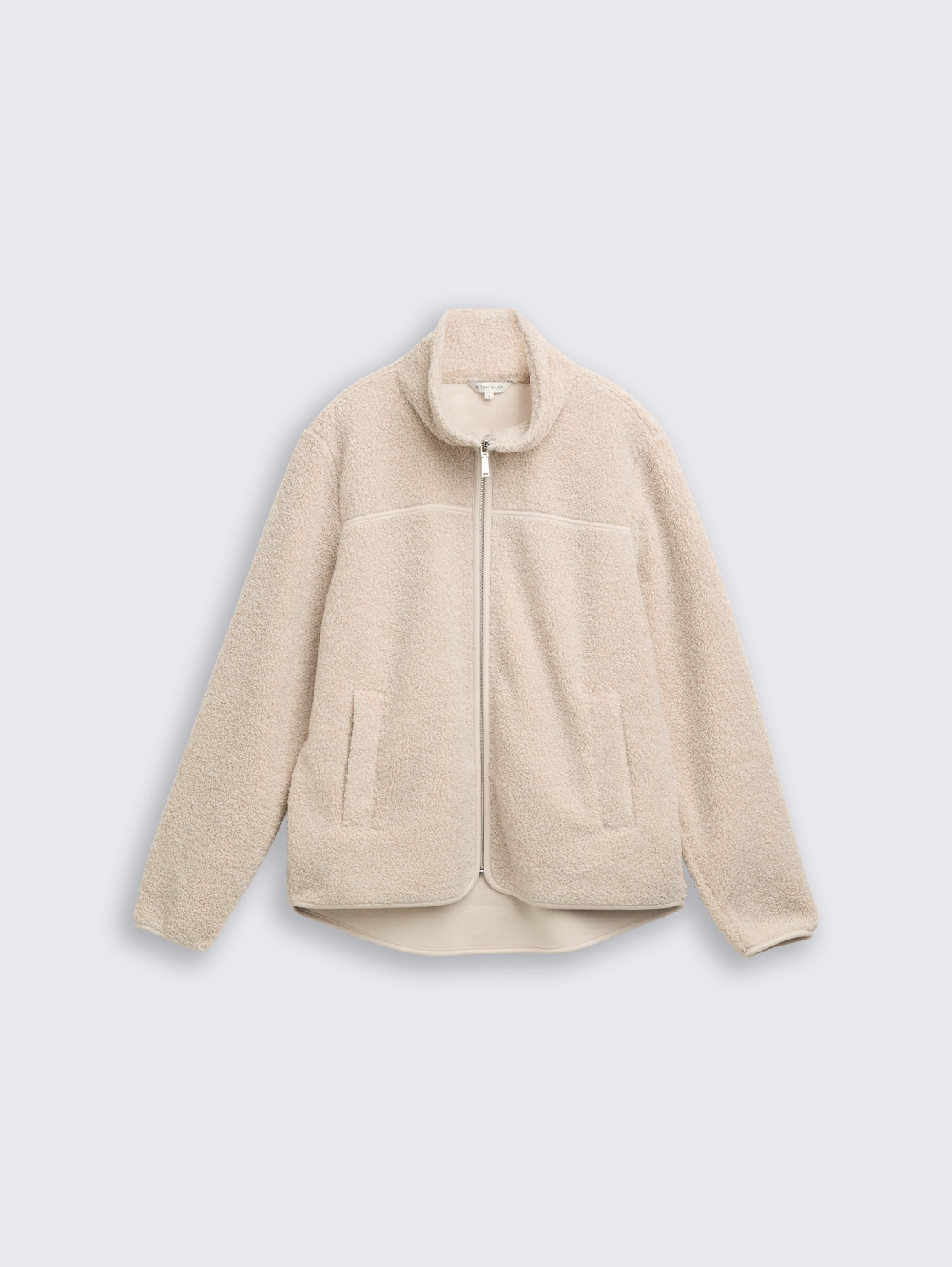 Teddy Sweatjacke mit Stehkragen - soft taupe grey melange - Vorder-Produkt-Ansicht