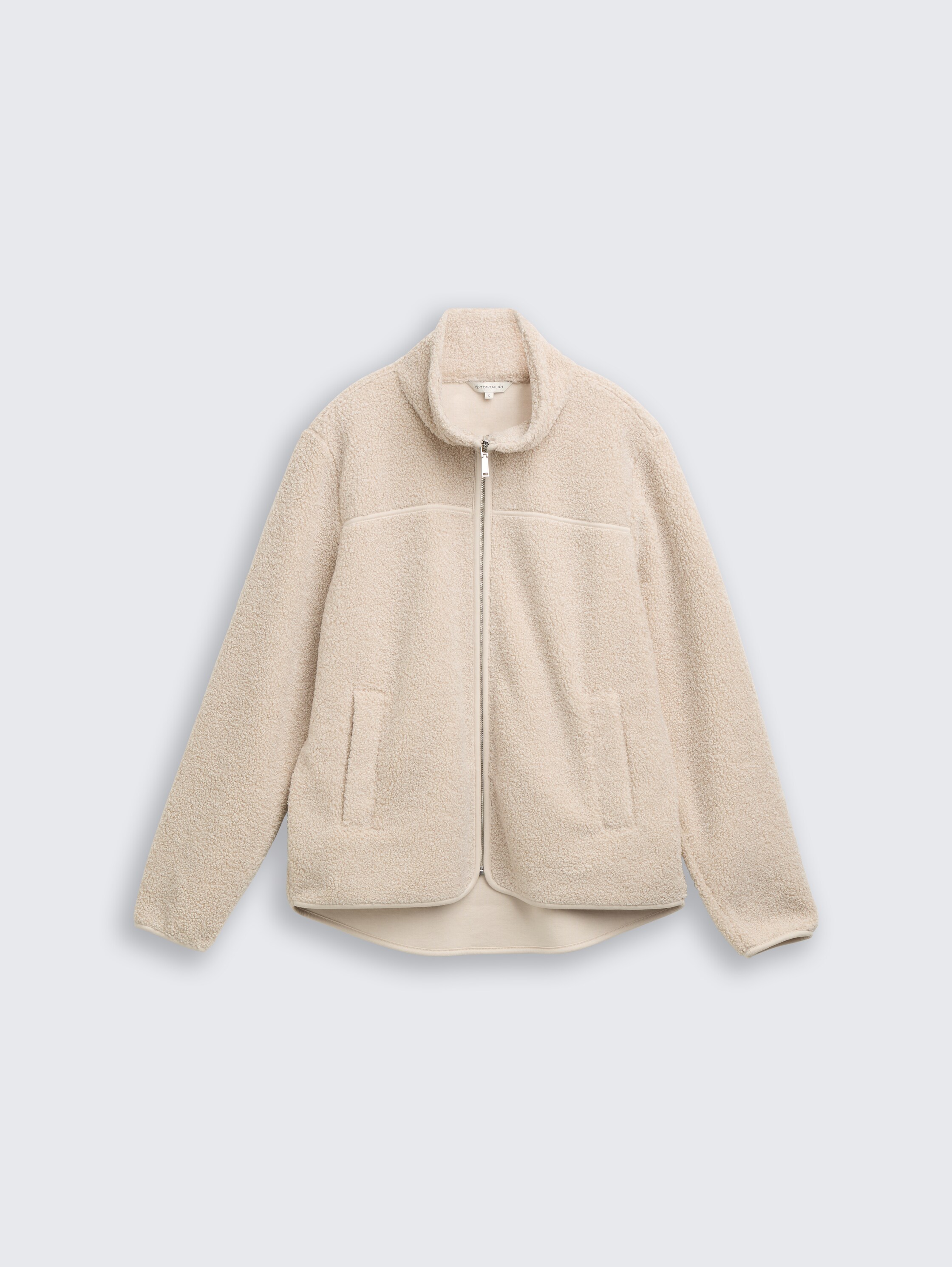 Teddy Sweatjacke mit Stehkragen - soft taupe grey melange - Vorder-Produkt-Ansicht