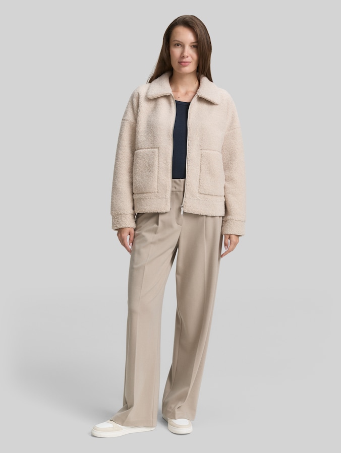 Veste sweat en polaire de nounours par Women, taupe grey melange