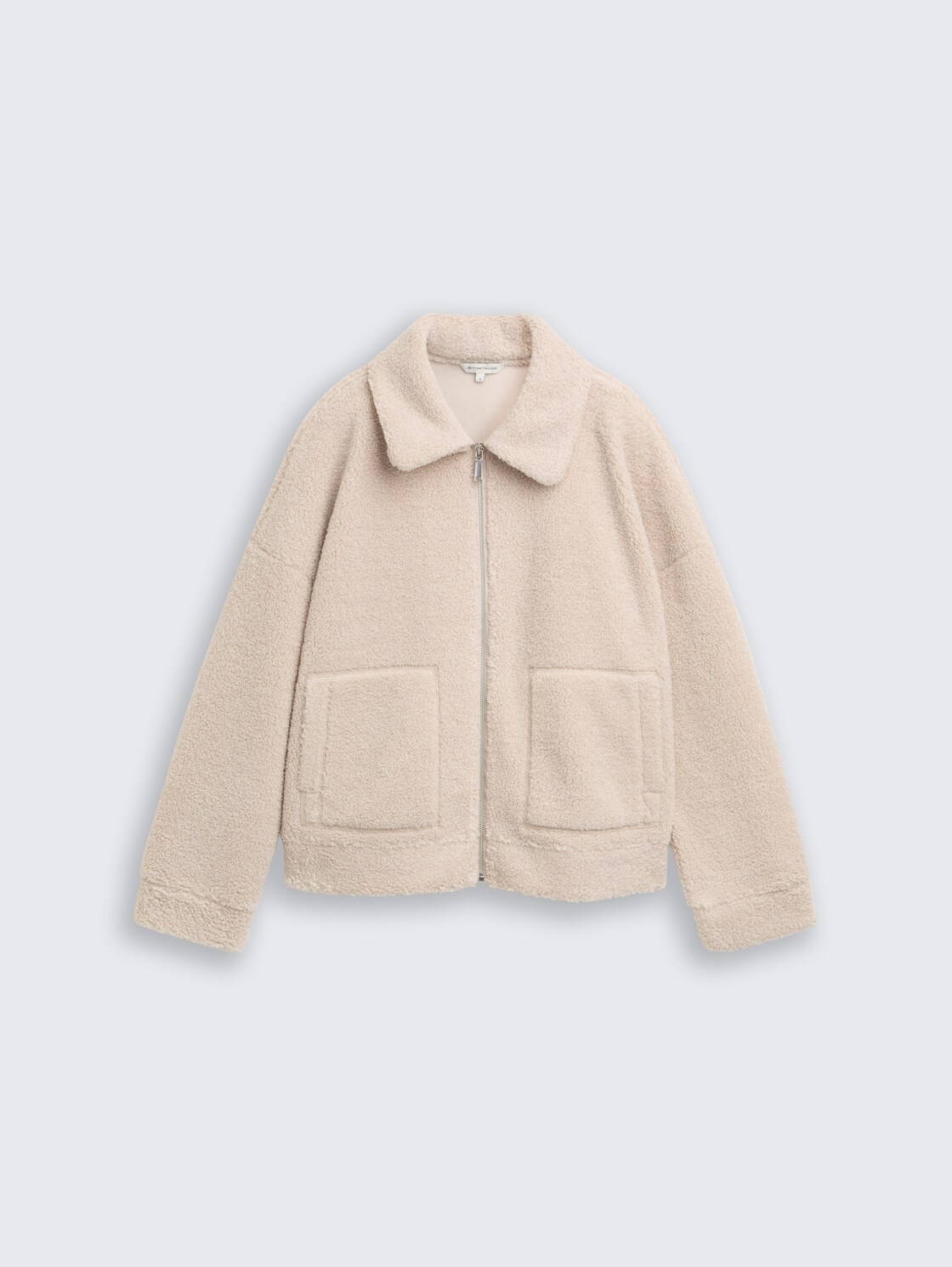 Sweatjacke aus Teddyfleece - taupe grey melange - Vorder-Produkt-Ansicht