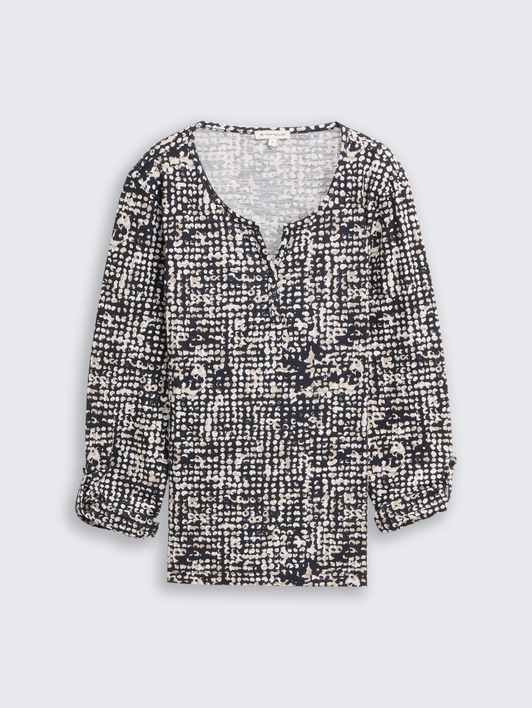 Henley Blusenshirt mit Muster - navy_abstract_dot_design - 
