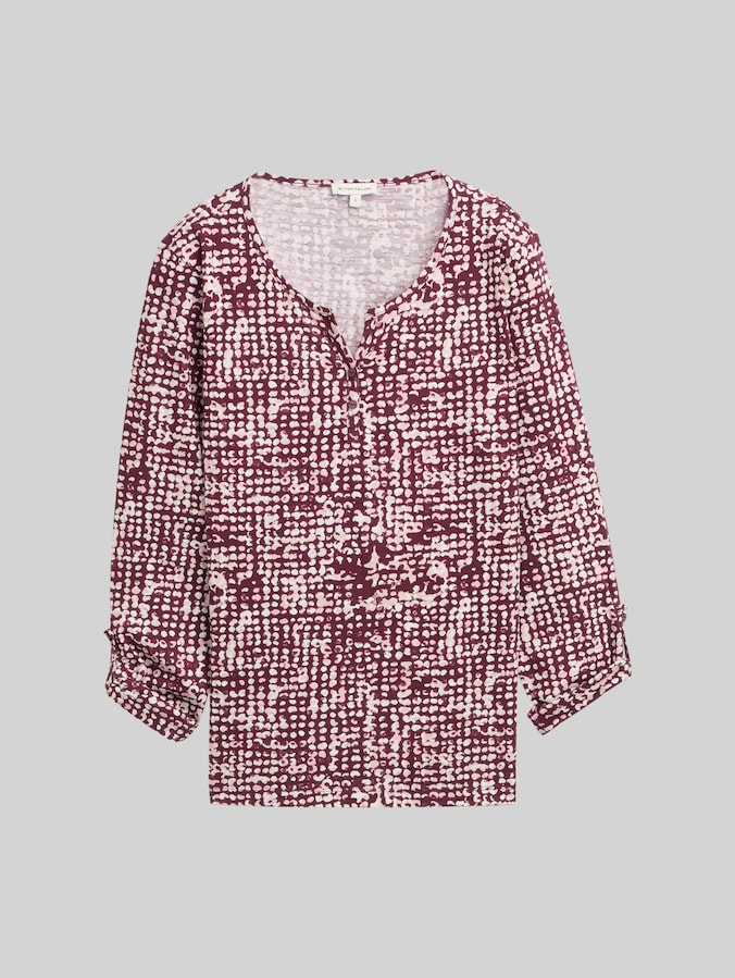 Henley-blouse met patroon door Women, dark red abstract dot design