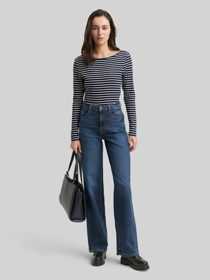 Lange mouwen shirt met streeppatroon door Women, navy offwhite tee stripe