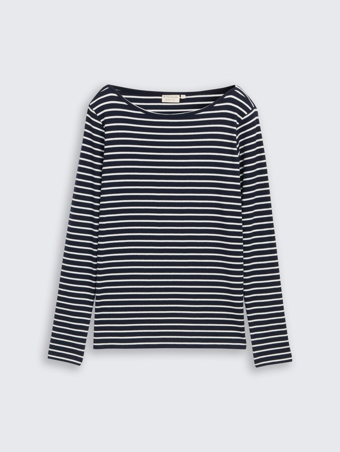 Langarmshirt mit Streifenmuster von Women, navy offwhite tee stripe
