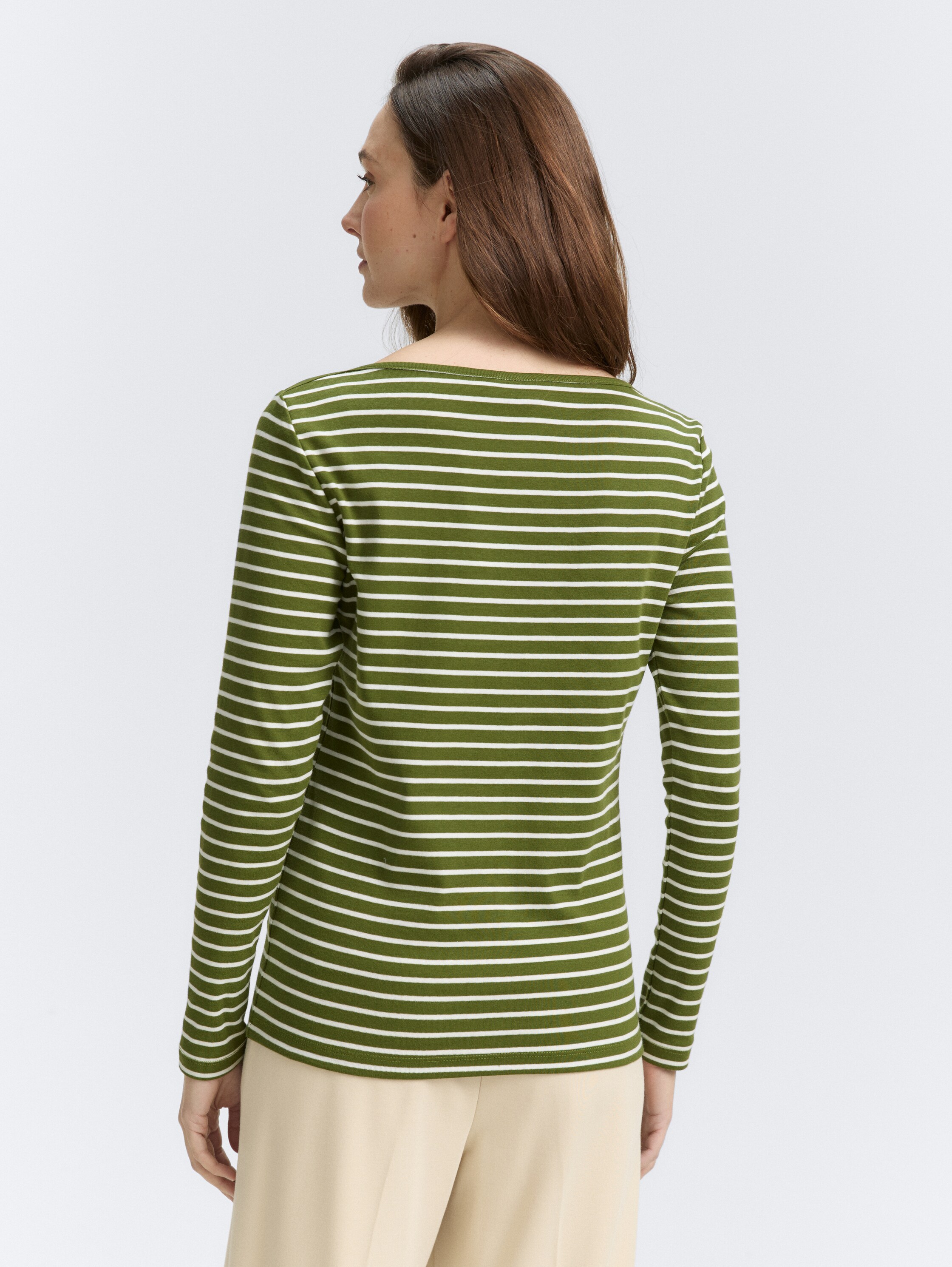 Long-sleeved shirt with striped pattern - green_offwhite_tee_stripe - 