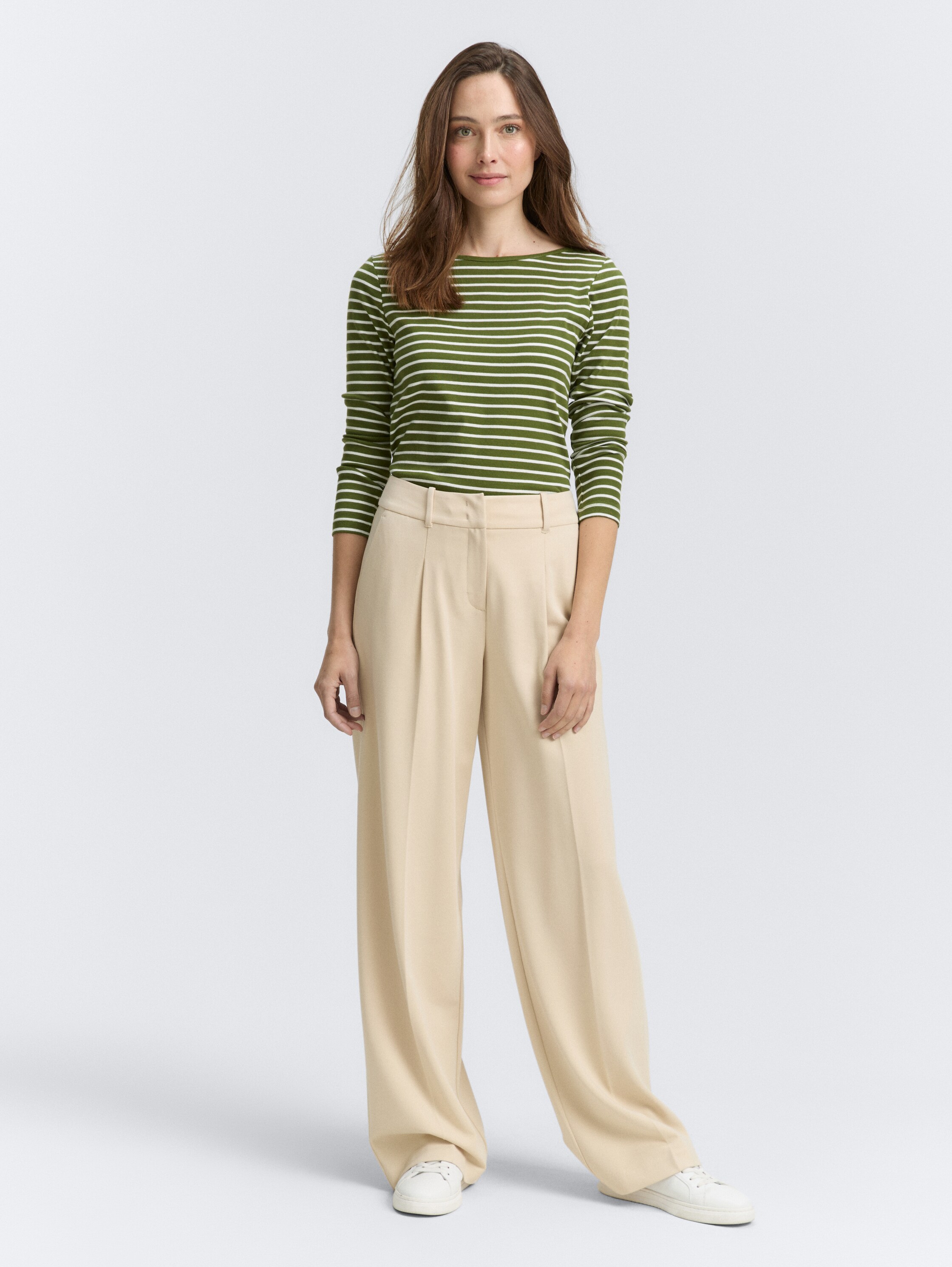 Long-sleeved shirt with striped pattern - green_offwhite_tee_stripe - 