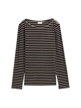 Ausgewählt, Langarmshirt mit Streifenmuster von Tom Tailor, schwarz