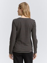 Shirt met lange mouwen en streeppatroon - black taupe tee stripe - Neklijn model-achteraanzicht