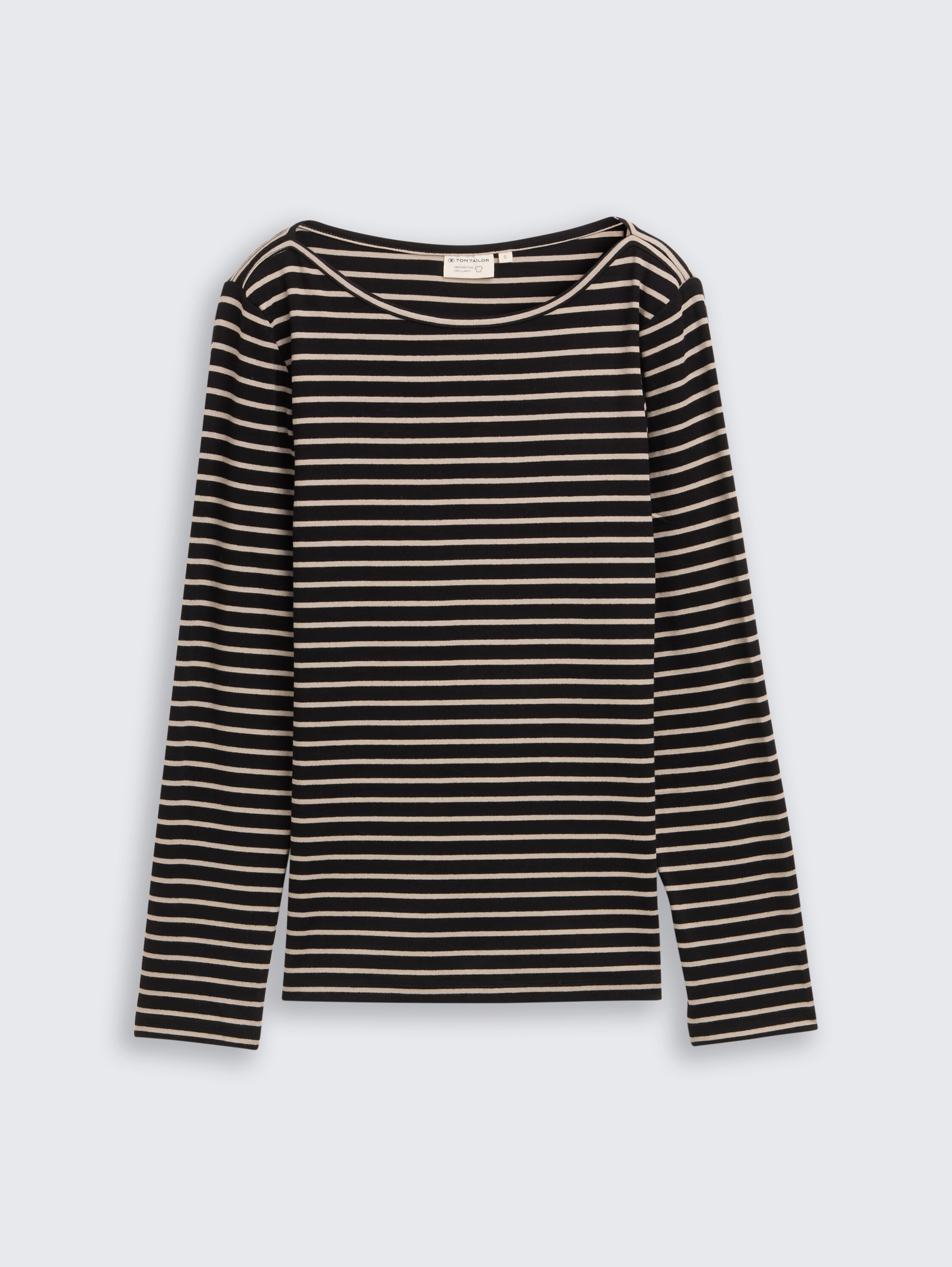Long-sleeved shirt with striped pattern - black_taupe_tee_stripe - 