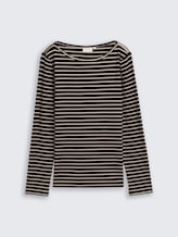 Shirt met lange mouwen en streeppatroon - black taupe tee stripe - Product vooraanzicht