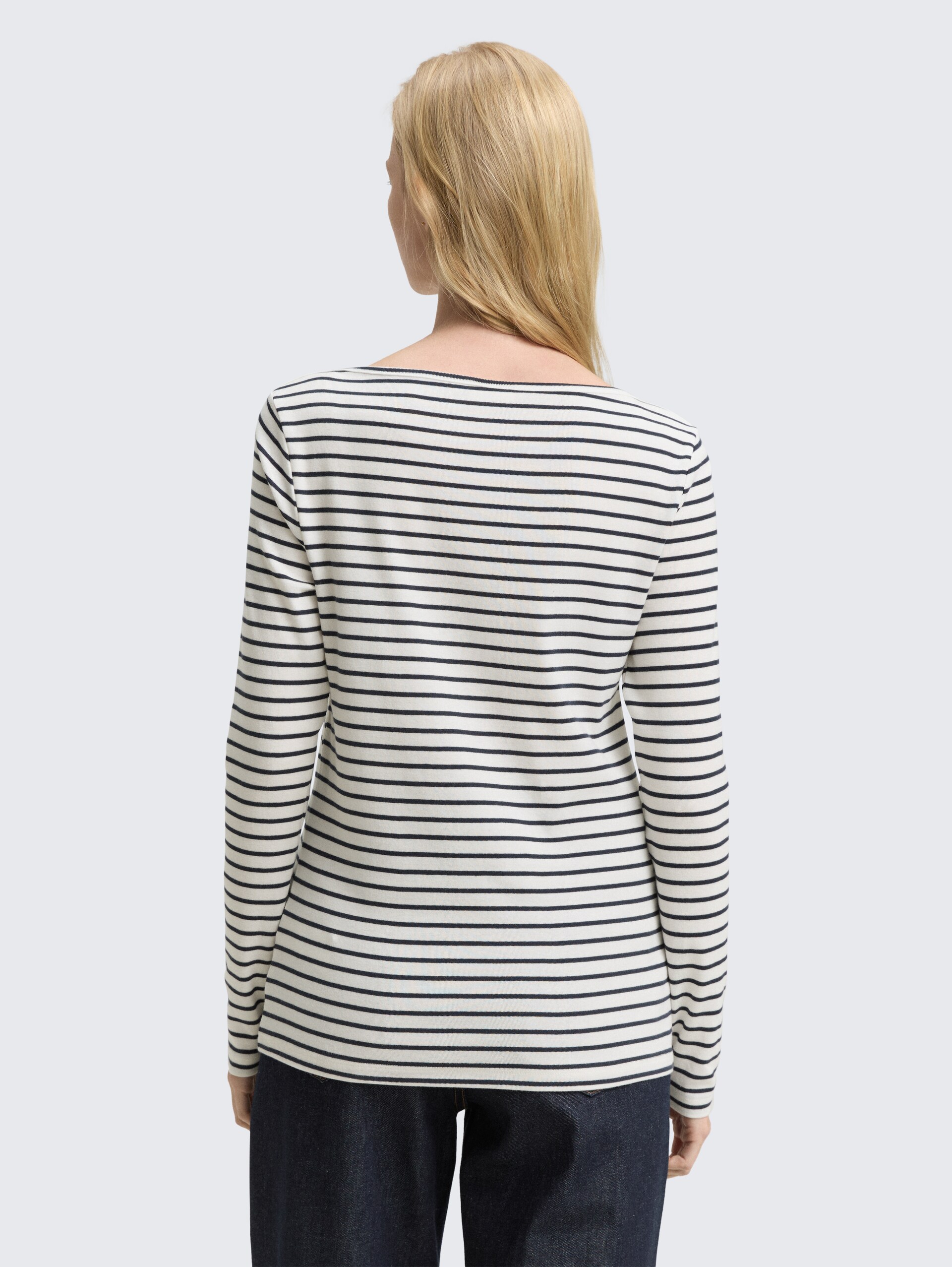 Langarmshirt mit Streifenmuster - offwhite navy tee stripe - Auschnitt Model-Rückansicht