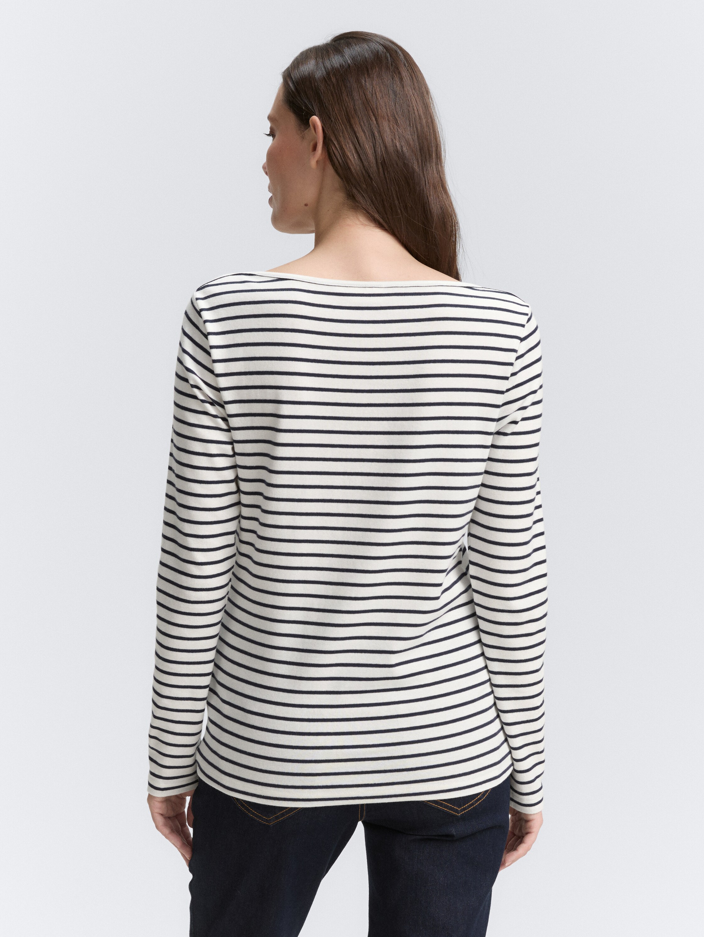 Long-sleeved shirt with striped pattern - offwhite_navy_tee_stripe - 