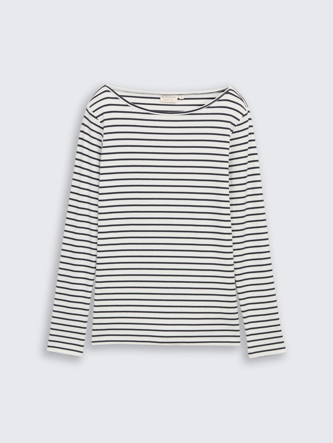 Langarmshirt mit Streifenmuster von Women, offwhite navy tee stripe