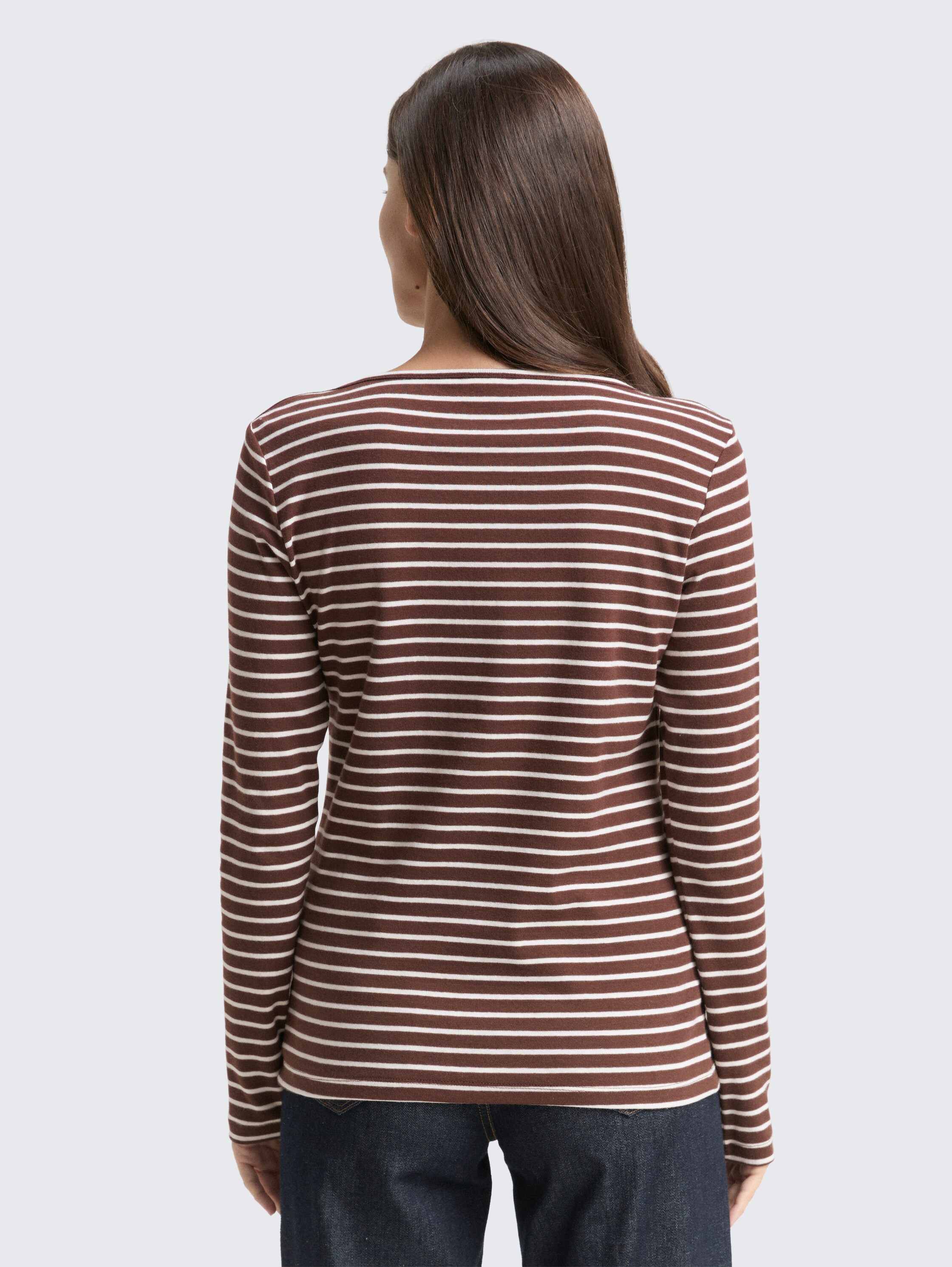 Shirt met lange mouwen en streepjesmotief - brown_offwhite_tee_stripe - 