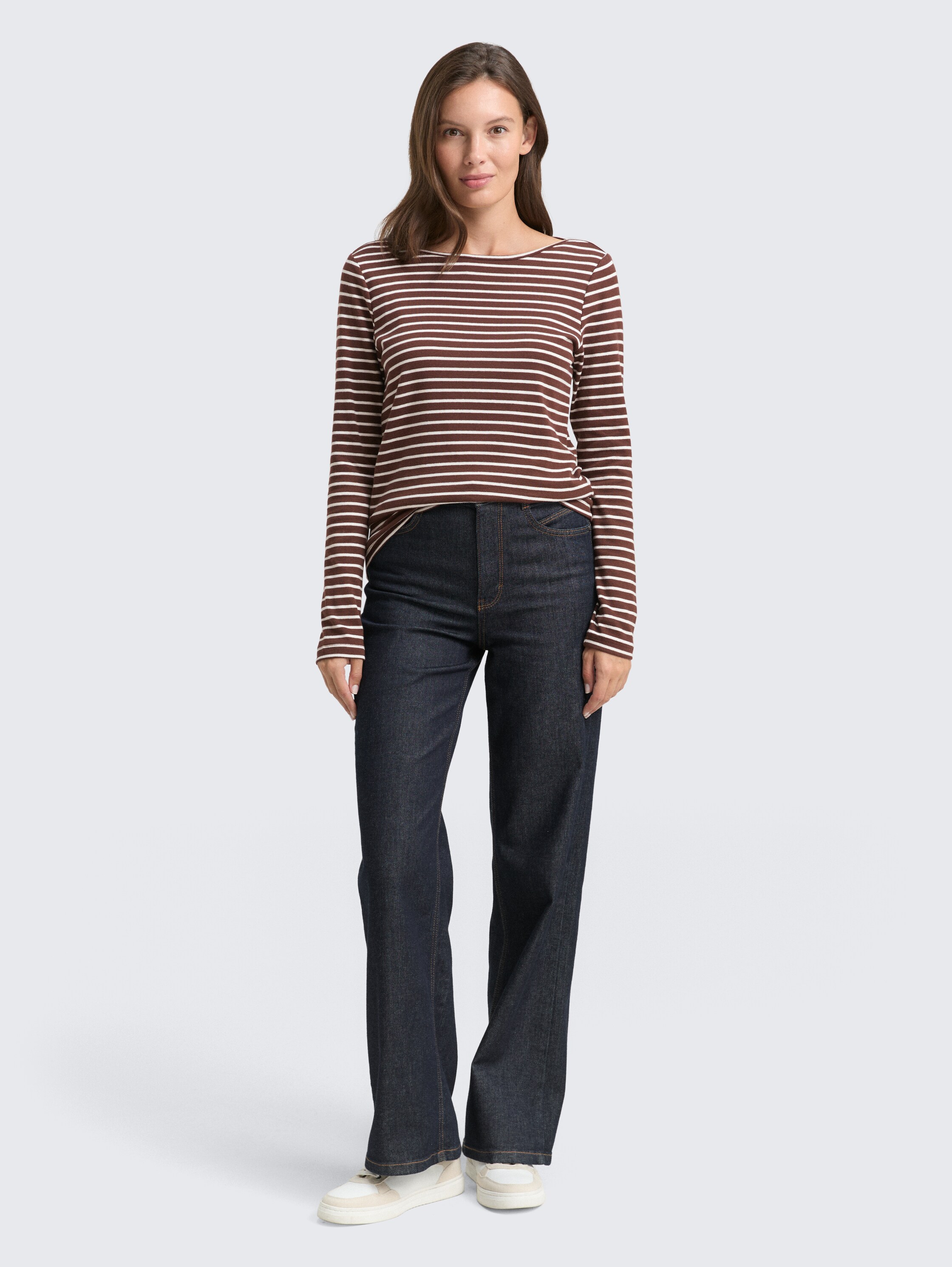 Shirt met lange mouwen en streepjesmotief - brown_offwhite_tee_stripe - 